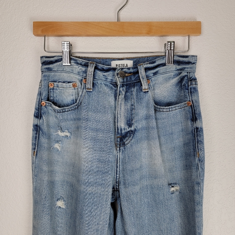 pistola Light Blue Distressed Straight-Leg Jeans - Picture 5 of 12